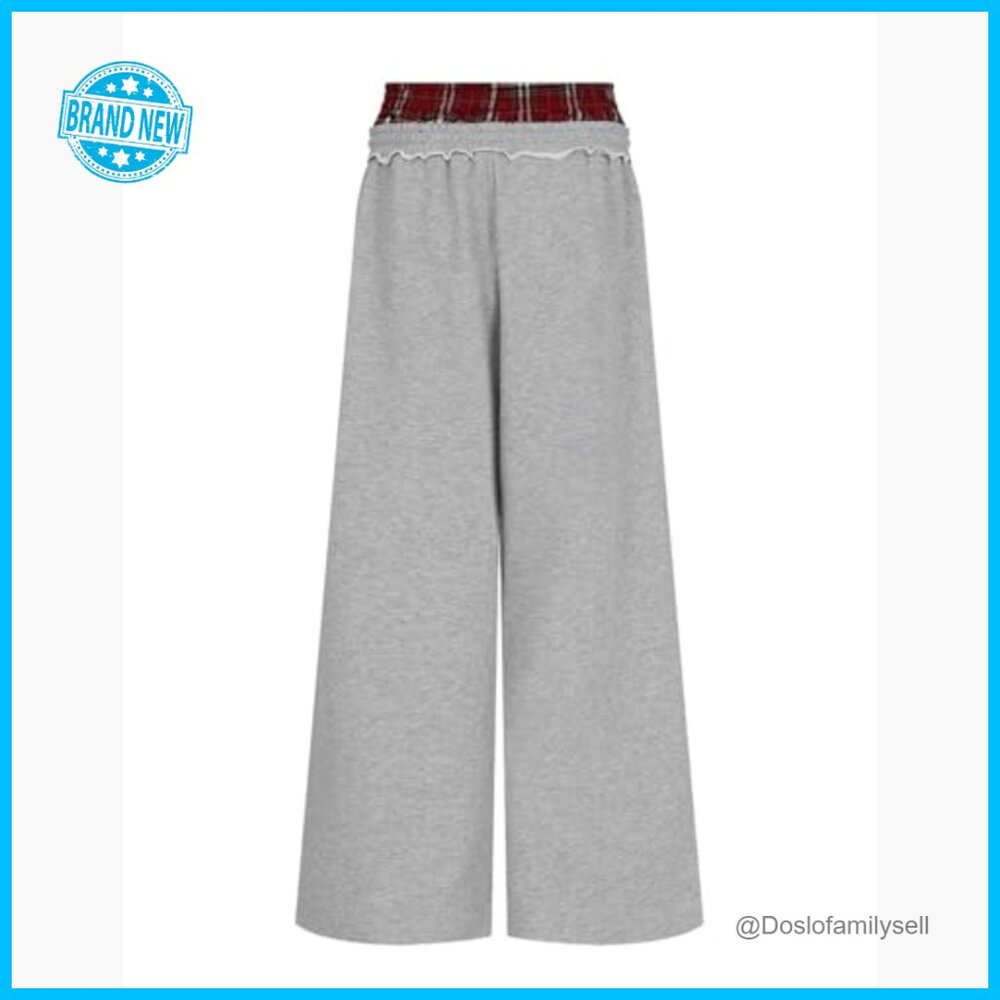 Baggy Wide Leg Sweatpants Double Elastic Waist Y2K Streetwear Casual Pockets - Picture 6 of 7